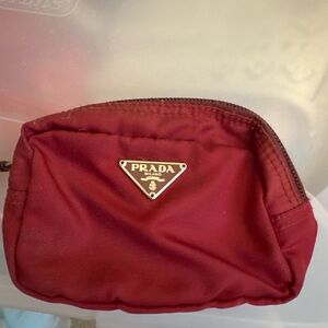 Prada Tessuto Nylon Coin Makeup Pouch Rare Burgundy EUC (Vintage 90s/00s) $200
